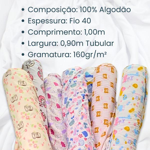 Imagem de Tecido Malha de Algodão Meia Malha Tubular Estampada 100% Algodão  0,90x1,20m