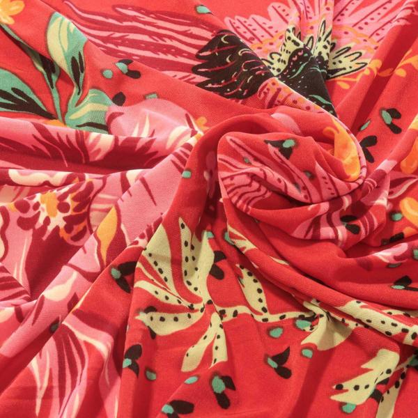 Imagem de Tecido Malha Liganete Estampado Floral Vermelho 1 Metro