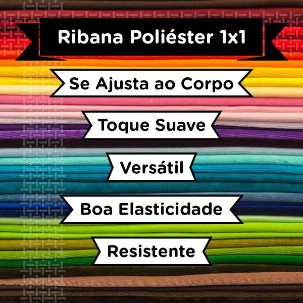 Imagem de Tecido Malha Ribana 1x1 Poliester Liso 1m x 0,50m Tubular