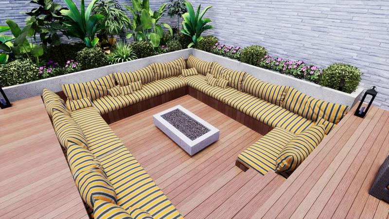 Imagem de Tecido Para Sofá e Estofado Área Externa Acqua Summer 452 Listrado Amarelo-Cinza-Cru - largura 1,40m