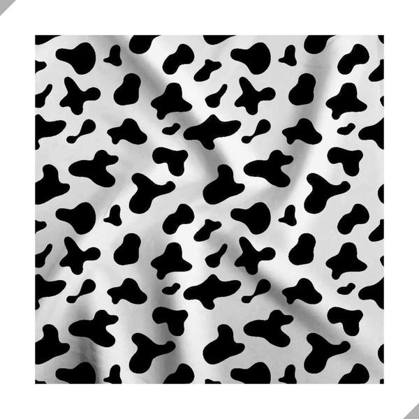 Imagem de Tecido Poliéster Estampado Jacquard Pele Animal Print Vaca Manchas Branco e Preto - 1,40m