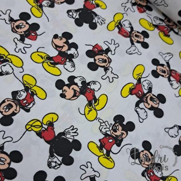 Imagem de Tecido Tricoline Personagem Licenciado Disney Mickey Mouse   Fundo Branco