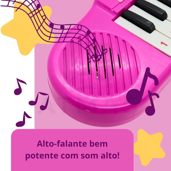 Imagem de Tecladinho Pianinho Infantil 22 Teclas Azul Rosa Vermelho Princesas Heróis