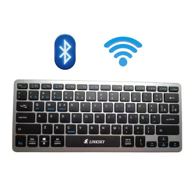 Imagem de Teclado 2 Em 1 Bluetooth e Wireless Recarregavel Usb Ergonomico Celular Notebook Computador NF