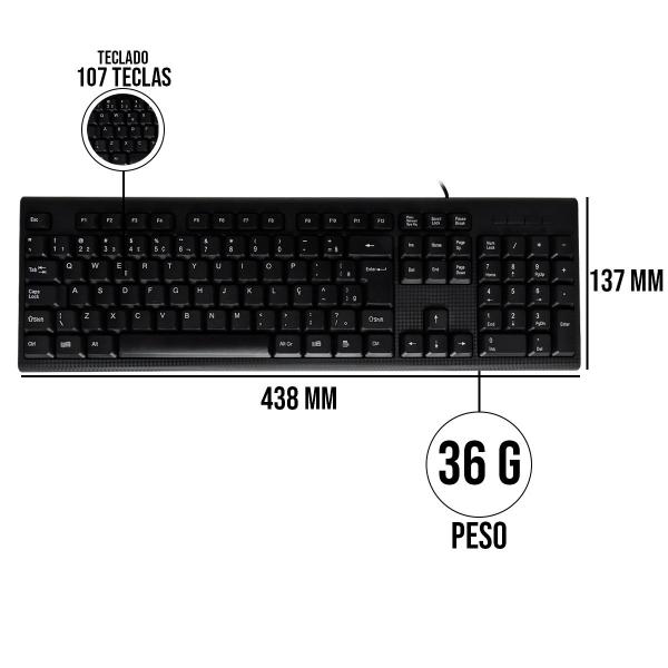 Imagem de Teclado Alta Precisão Pc Notebook Laptop Console com Fio