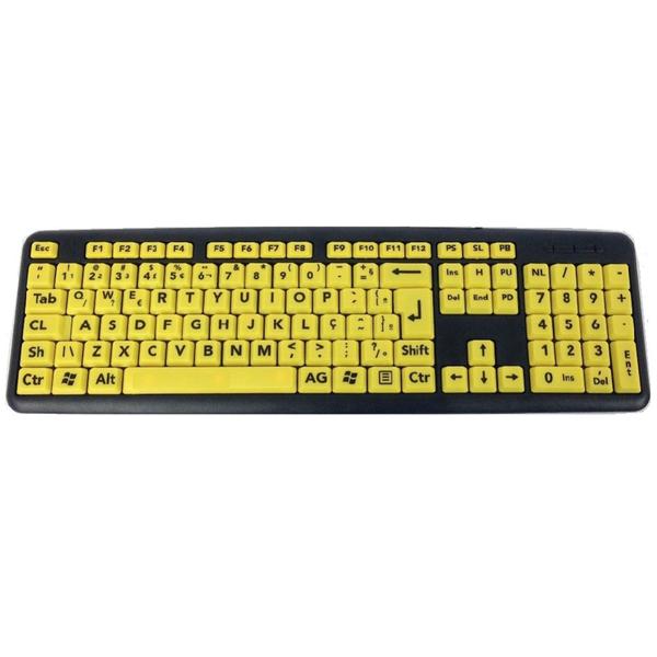 Imagem de Teclado Ampliado Baixa Visão Idosos Sem Uso De Adesivos Amarelo