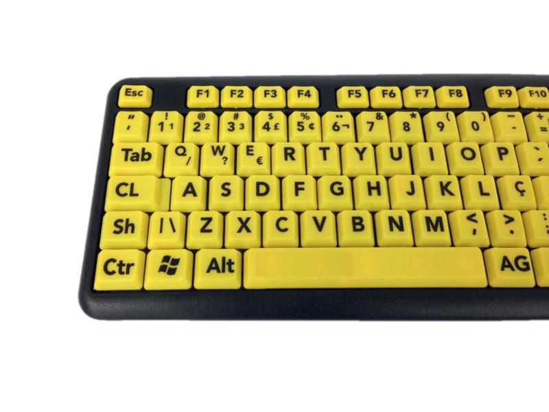 Imagem de Teclado Ampliado Baixa Visão Idosos Sem Uso De Adesivos Amarelo