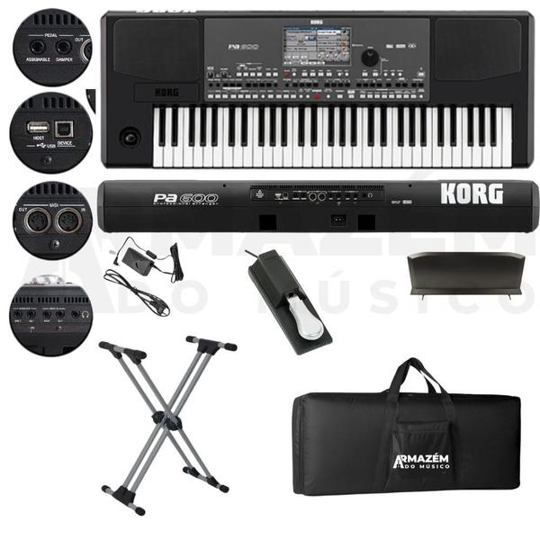 Imagem de Teclado Arranjador Korg Pa600 61 Teclas MIDI USB + Suporte SI99D + Capa Luxo + Pedal