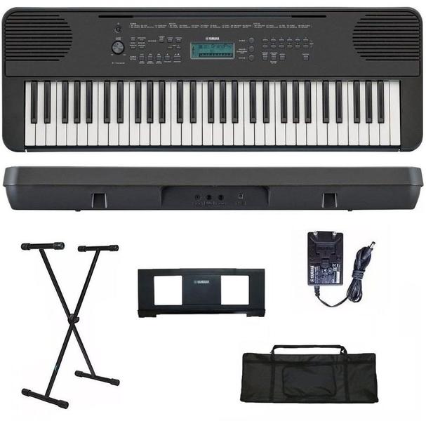 Imagem de Teclado Arranjador Yamaha PSR-E360 61 teclas Preto + Suporte + Capa