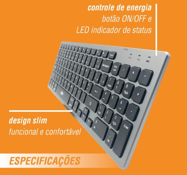 Imagem de Teclado Bluetooth 5.0 Sem Fio Led Slim Português Confortável