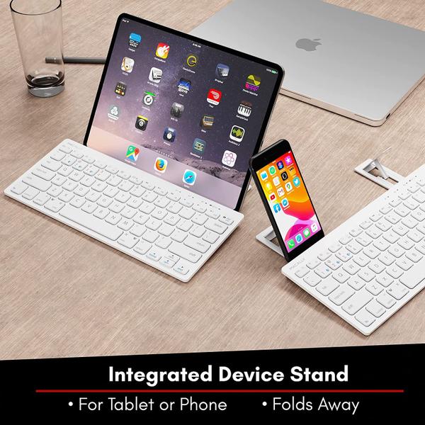 Imagem de Teclado Bluetooth Compacto c/ Suporte p/ Tablet/Smartphone e Sincronização Multi Dispositivos