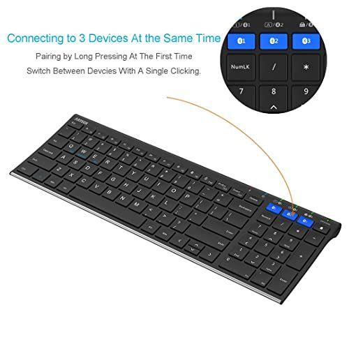 Imagem de Teclado Bluetooth em Aço Inox, Tamanho Completo, Multiuso e Recarregável