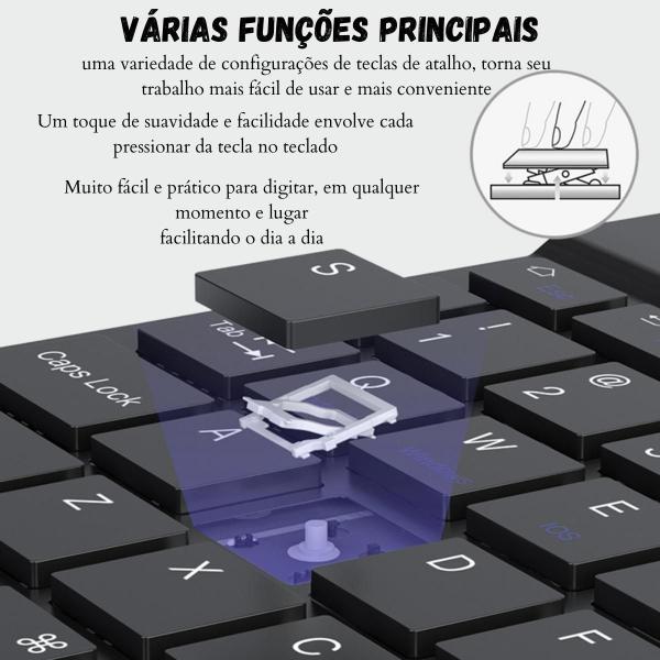 Teclado Bluetooth Mouse Sem Fio Samsung Tab S7 11 T870 Preto - Star Capas E Acessórios Imagem de Teclado Bluetooth Mouse Sem Fio Samsung Tab S7 11 T870 Preto