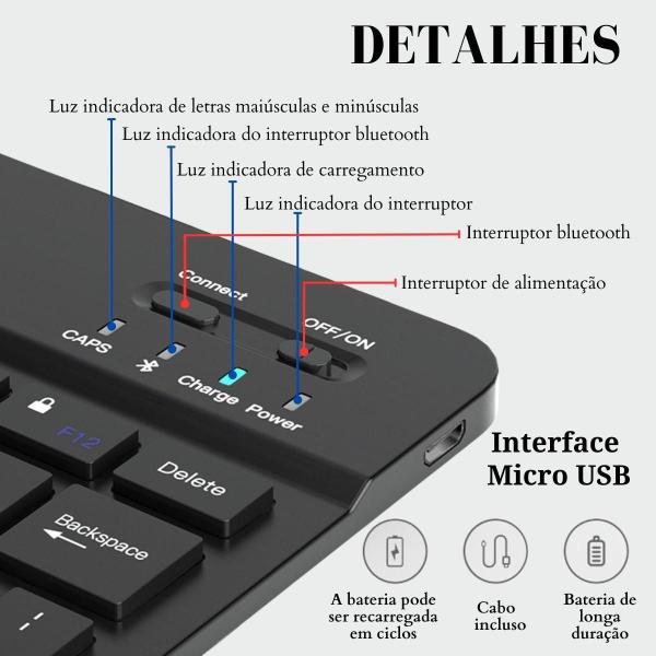 Teclado Bluetooth Mouse Sem Fio Samsung Tab S7 11 T870 Preto - Star Capas E Acessórios Imagem de Teclado Bluetooth Mouse Sem Fio Samsung Tab S7 11 T870 Preto