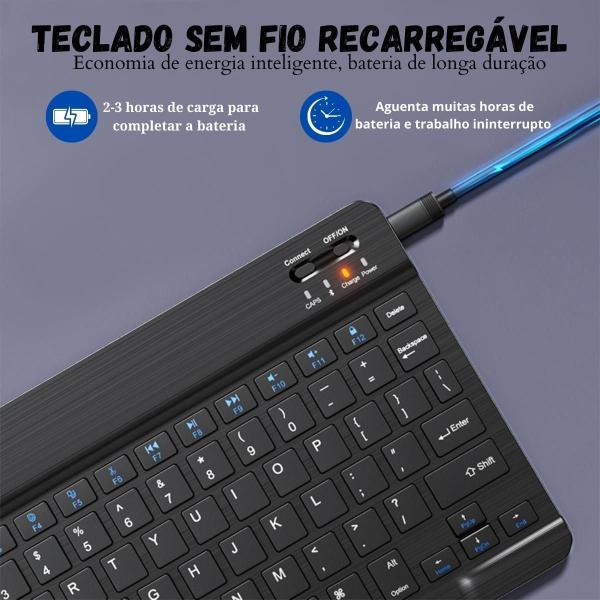 Teclado Bluetooth Mouse Sem Fio Samsung Tab S7 11 T870 Preto - Star Capas E Acessórios Imagem de Teclado Bluetooth Mouse Sem Fio Samsung Tab S7 11 T870 Preto