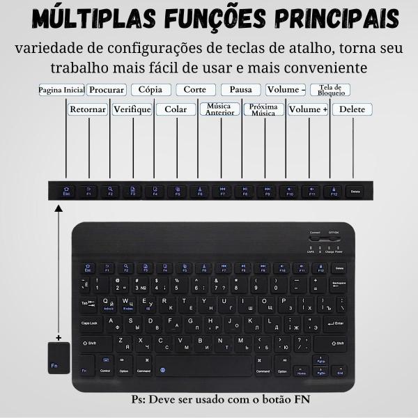 Teclado Bluetooth Mouse Sem Fio Samsung Tab S7 11 T870 Preto - Star Capas E Acessórios Imagem de Teclado Bluetooth Mouse Sem Fio Samsung Tab S7 11 T870 Preto