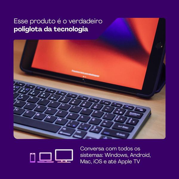 Imagem de Teclado Bluetooth Multidispositivos slim ABNT2 Preto Geonav