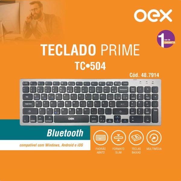 Imagem de Teclado Bluetooth Oex Tc504 Preto Com Prata