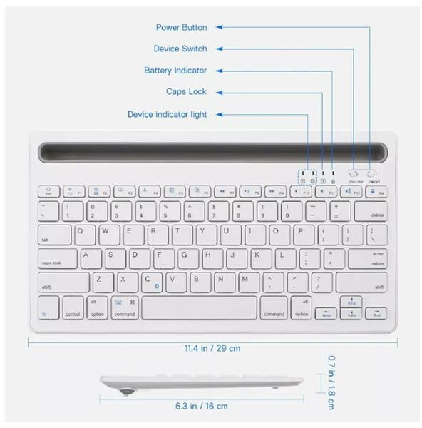 Imagem de Teclado Bluetooth Recarregável Com Suporte Para Tablet Galaxy S6 Lite P615