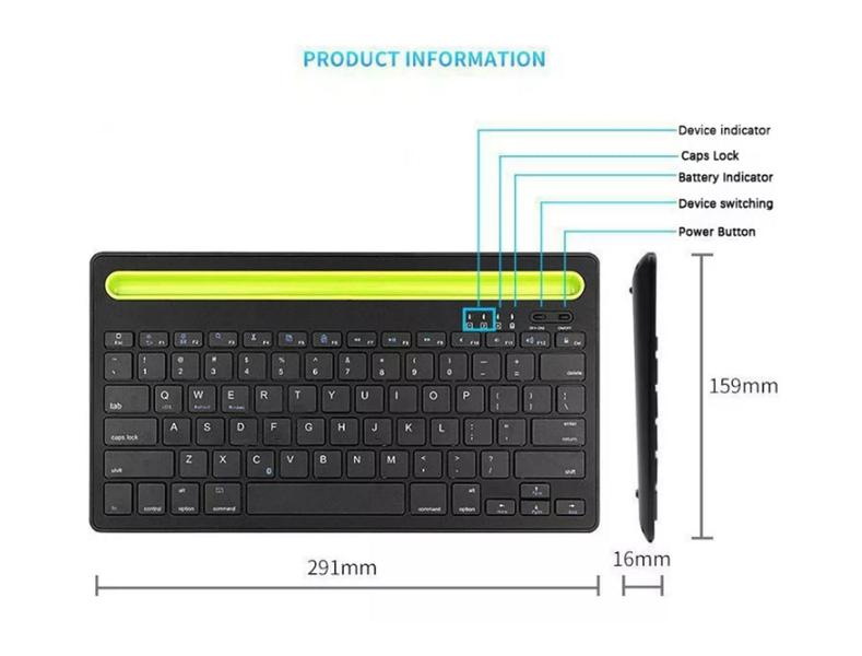 Imagem de Teclado Bluetooth Recarregável Com Suporte Para Tablet Philco Ptb10