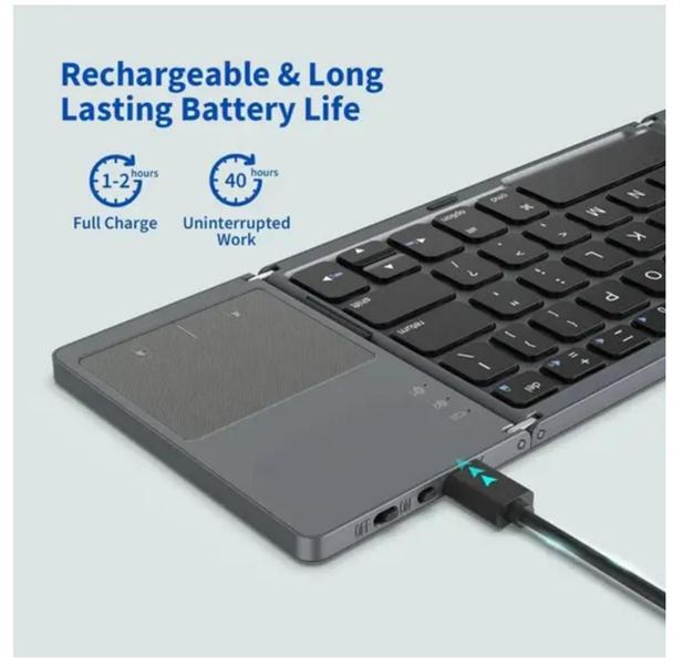 Imagem de Teclado Bluetooth Recarregável Dobrável Para Tablet Galaxy A7 Lite T220/ T225