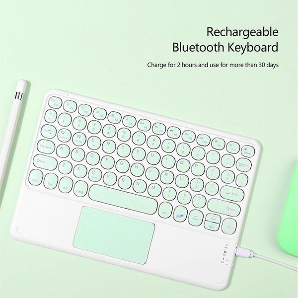 Imagem de Teclado Bluetooth Round Cap Teclado Portátil Mini Bt Teclado Sem Fio Com Touchpad Para Android Windows Pc