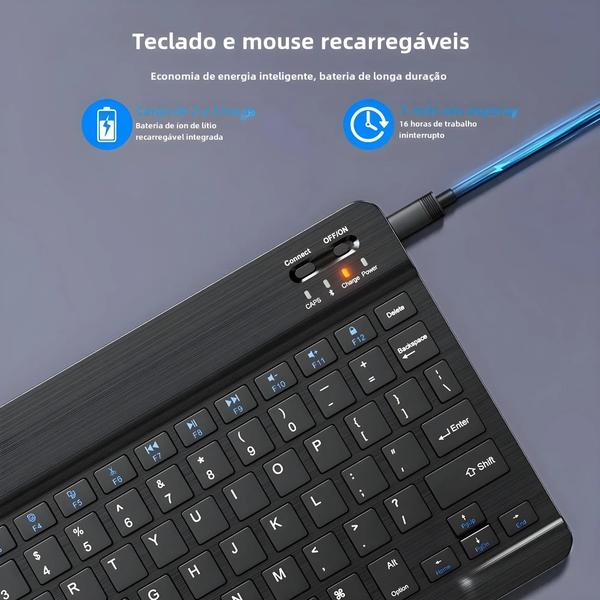 Imagem de Teclado Bluetooth Sem Fio Fino e Universal - Compatível com Android, iOS, Windows, iPad e Tablets