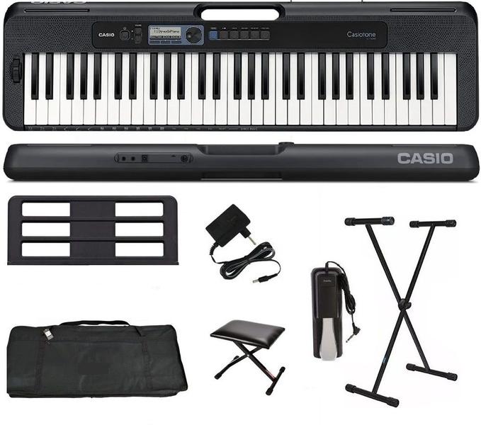 Imagem de Teclado Casio Casiotone CT-S300 61 Teclas Preto + Suporte + Capa + Pedal + Banco