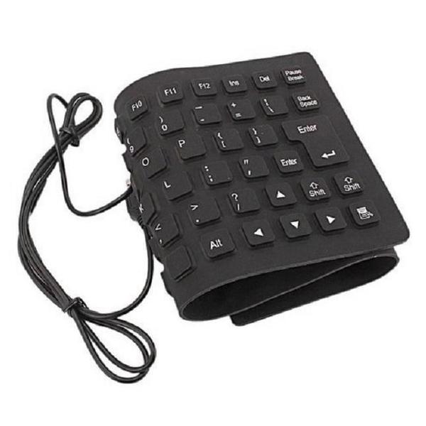 Imagem de Teclado Com Fio Dobrável Emborrachado Usb Notebook Pc Tablet