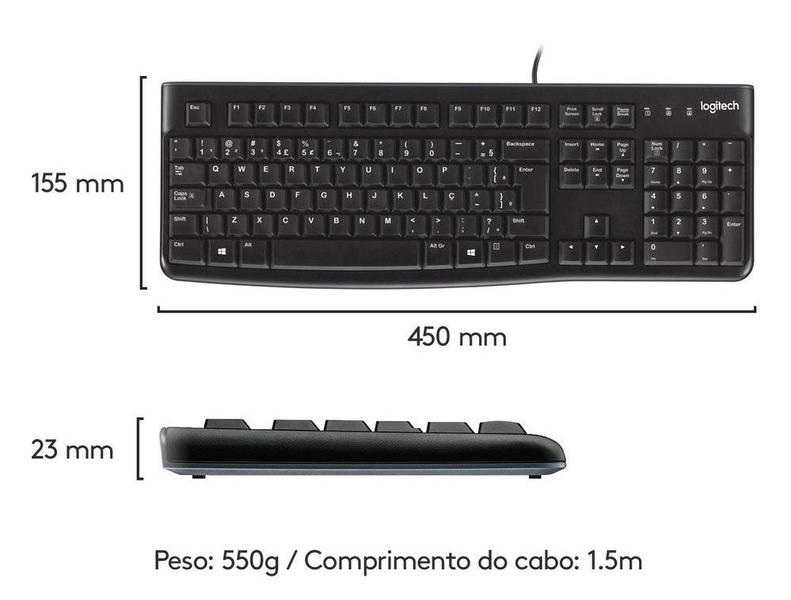 Imagem de Teclado Com Fio Logitech K120 Preto