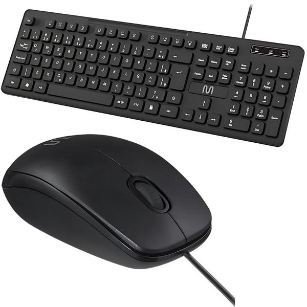 Imagem de Teclado Com Fio Macio Mouse Slim Ambidestro ABNT2 USB Preto