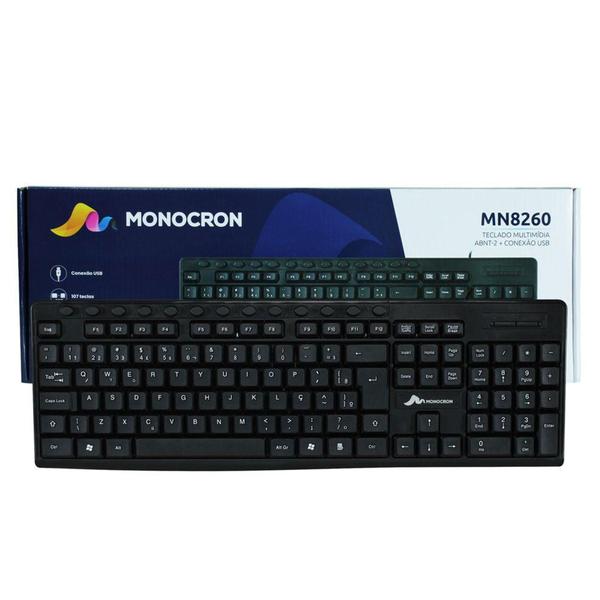 Imagem de Teclado com fio mn8260 preto 1.5m monocron