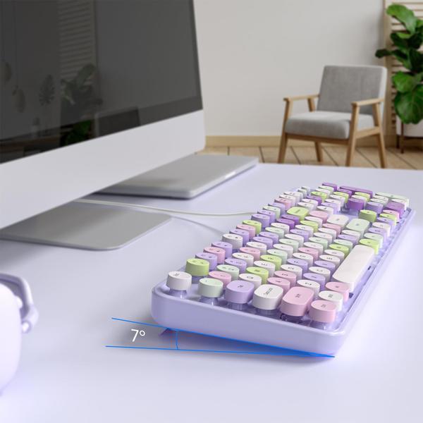 Imagem de Teclado com fio MOFII Cute Colorida, máquina de escrever retrô em tamanho real