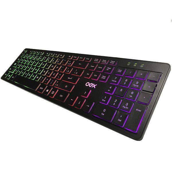 Imagem de Teclado com Fio OEX Rainbow FLAT TC303 - LED Colorido