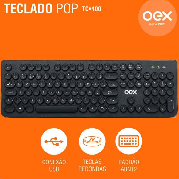 Imagem de Teclado Com Fio Oex Tc400 Pop Teclas Redondas Preto