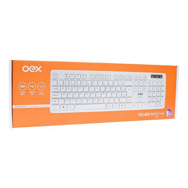 Imagem de Teclado com Fio OEX USB ABNT2 FLAT TC304 Branco