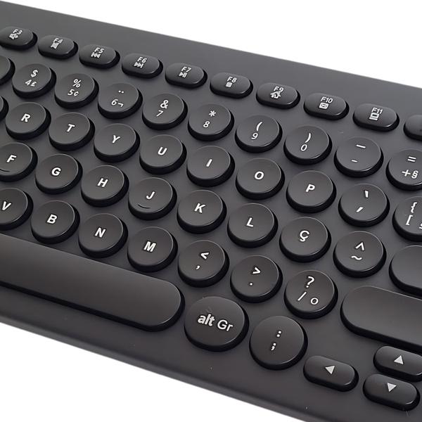 Imagem de Teclado Com Fio Teclas Redondas Multimidia USB Preto ABNT2