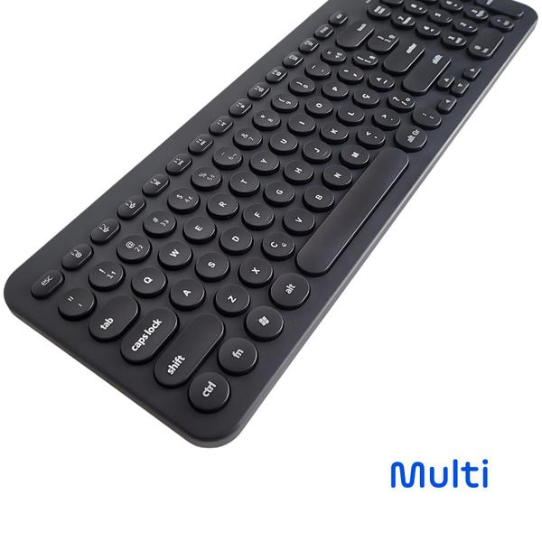 Imagem de Teclado Com Fio Teclas Redondas Multimidia USB Preto ABNT2