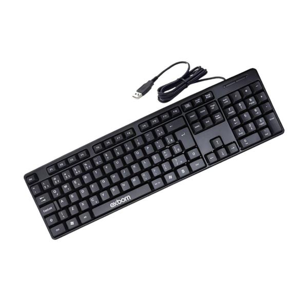 Imagem de Teclado Com Fio Usb Standard ABNT2 Padrão Brasileiro Preto BK-103 - EXBOM