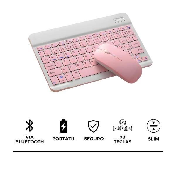 Imagem de Teclado Com Mouse Sem Fio Bluetooth Recarregável