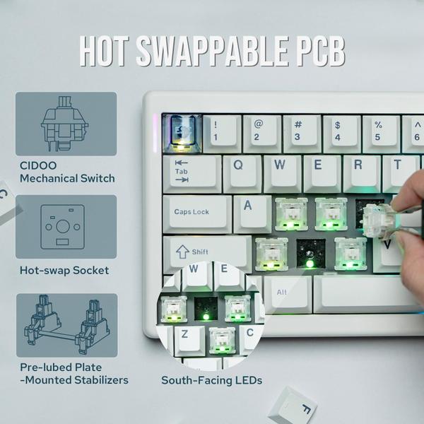 Imagem de Teclado compacto MechLands CIDOO QK61 VIA programável