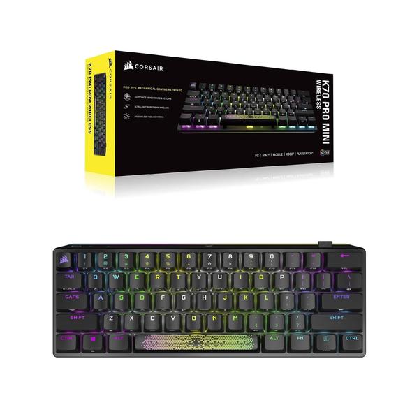 Imagem de Teclado Corsair K70 PRO MINI WIRELESS RGB 60% QWERTY Preto