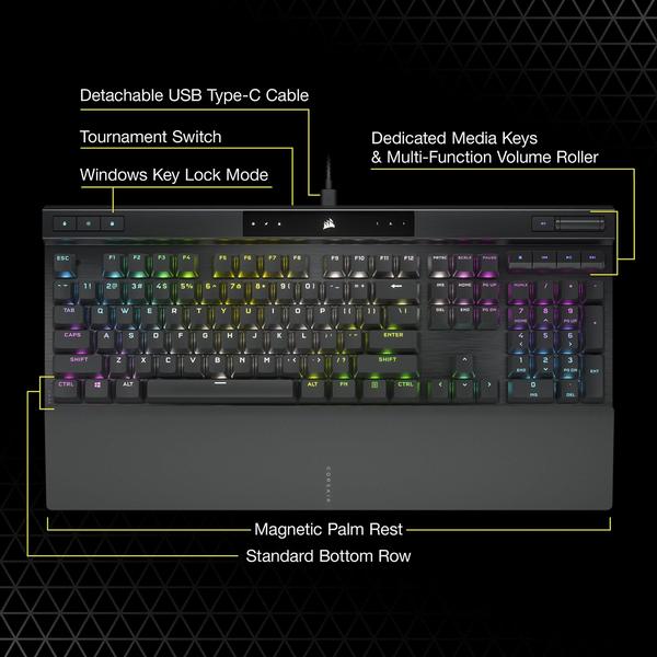 Imagem de Teclado Corsair K70 RGB PRO com fio para jogos mecânicos