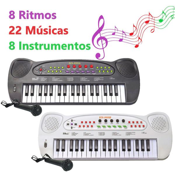 Imagem de Teclado De Brinquedo Com Microfone Karaoke 8 Ritmos Musical DMT5386
