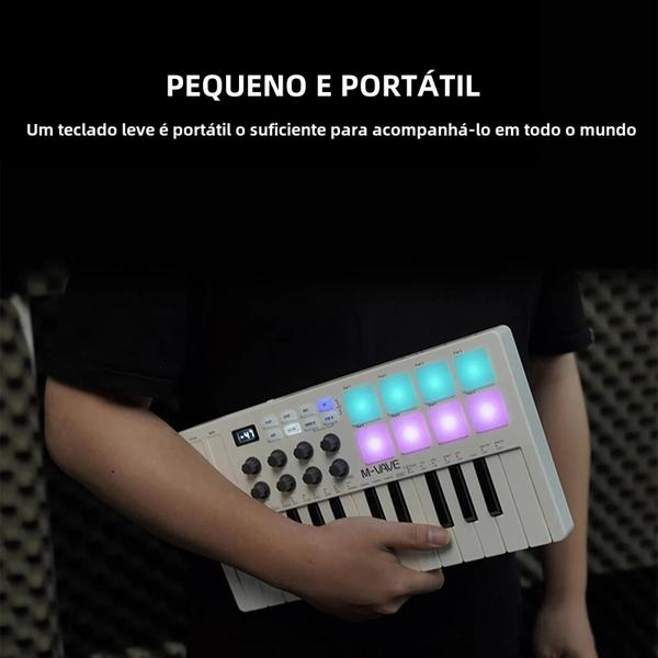 Imagem de Teclado De Controle MIDI Mini USB De 25 Teclas M-VAVE SMK-25 Controlador De Música Recarregável