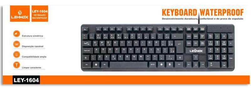 Imagem de Teclado de escritório para Home Office e uso geral com cabo USB Padrão Brasilei Notebook Pc - LEHMOX