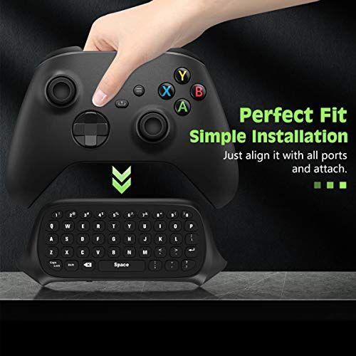 Imagem de Teclado de jogo sem fio para Xbox com luz de fundo verde, fones de ouvido e receptor 2.4G - Preto