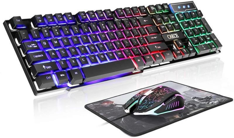 Imagem de Teclado de jogos RGB e combo de mouse colorido, led usb led backlight jogo mouse e teclado para laptop PC Computador de jogo e trabalho, brilho de letra, sentimento mecânico