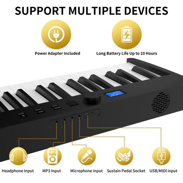 Imagem de Teclado de música elétrico dobrável portátil e piano de 88 teclas