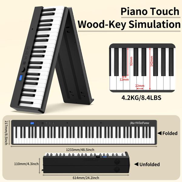 Imagem de Teclado de música elétrico dobrável portátil e piano de 88 teclas